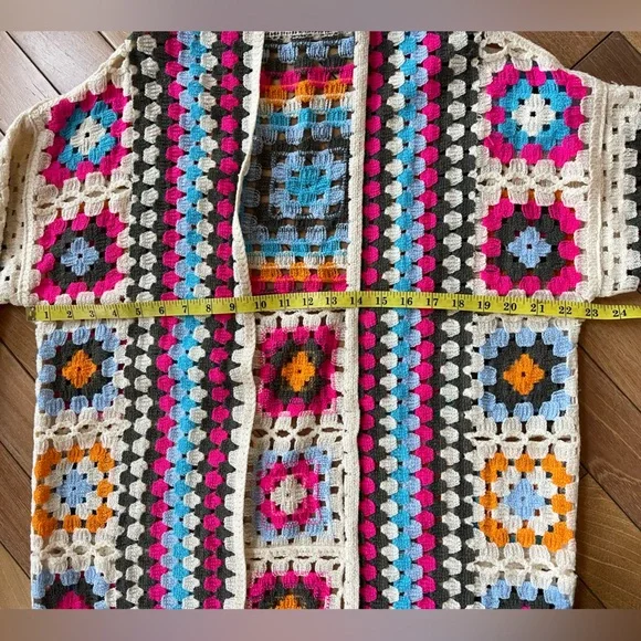 POL One Boho Granny Square Crochet Duster Cardigan Sweater OS - Picture 5 of 12